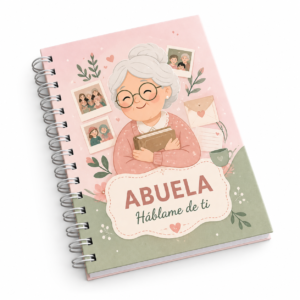 Agenda Abuela háblame de ti personalizada sobre fondo blanco