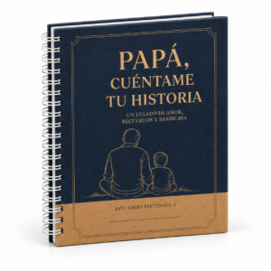 Agenda Papá cuéntame tu historia sobre fondo blanco