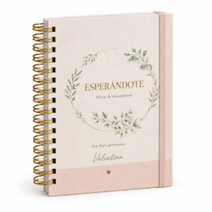 Agenda de embarazo Esperándote sobre fondo blanco