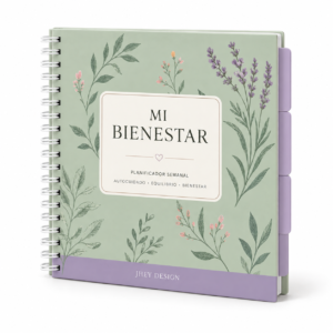 Agenda de bienestar y autocuidado sobre fondo blanco