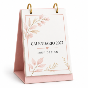 Calendario de escritorio personalizado sobre fondo blanco