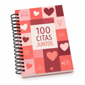 Agenda 100 citas juntos personalizada sobre fondo blanco