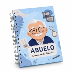 Agenda Abuelo cuéntame tu historia personalizada sobre fondo blanco