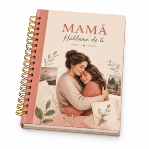 Libro Mamá háblame de ti sobre fondo blanco
