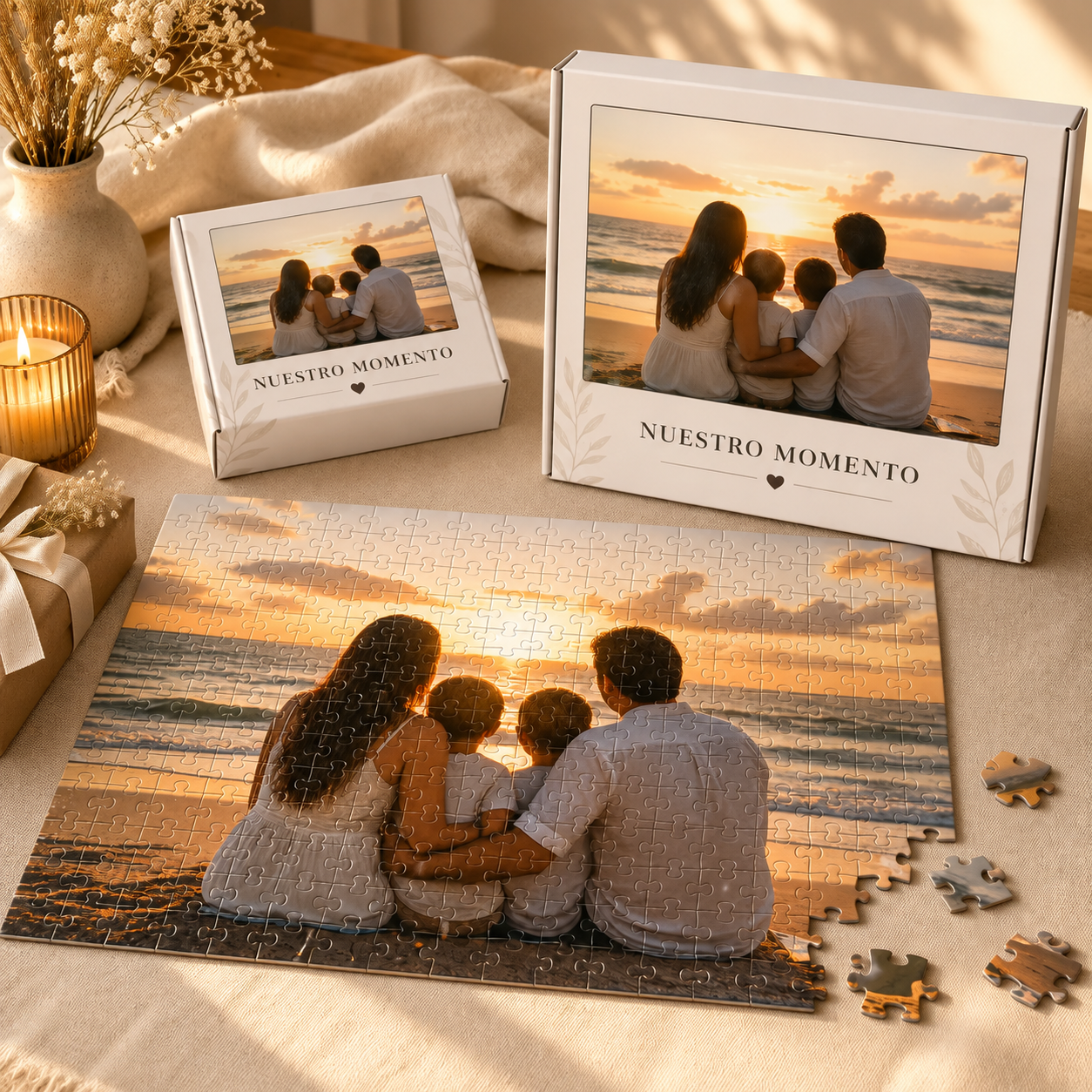 Rompecabezas con fotografía presentado como regalo